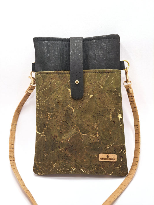 cork handbag crossbody cell phone bag green