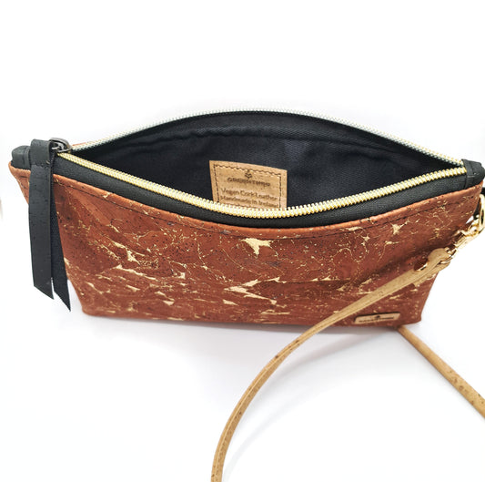 cork handbag red open