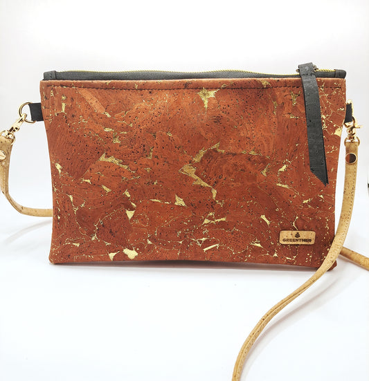 cork handbag red, mini cork bag