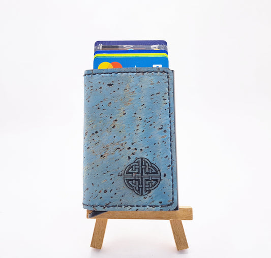 Cork RFID wallet blue celtic design