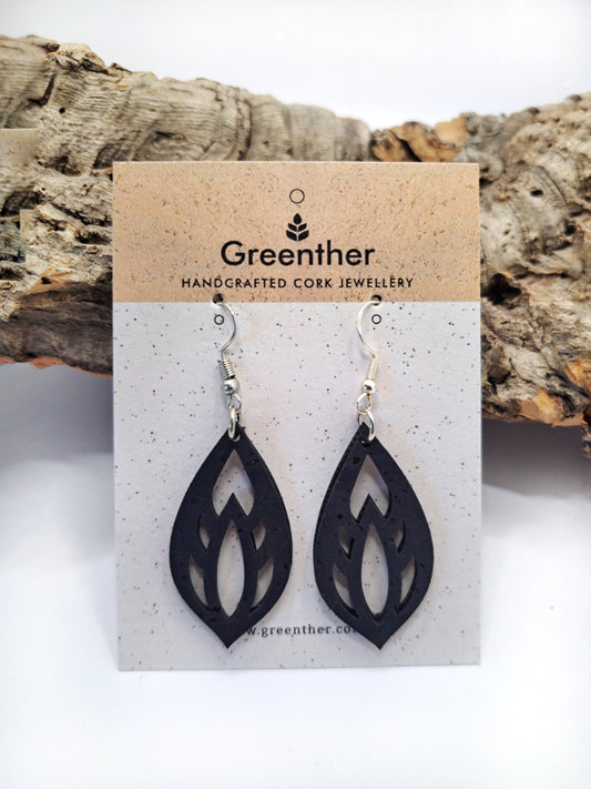 Navy Cork Earrings close up