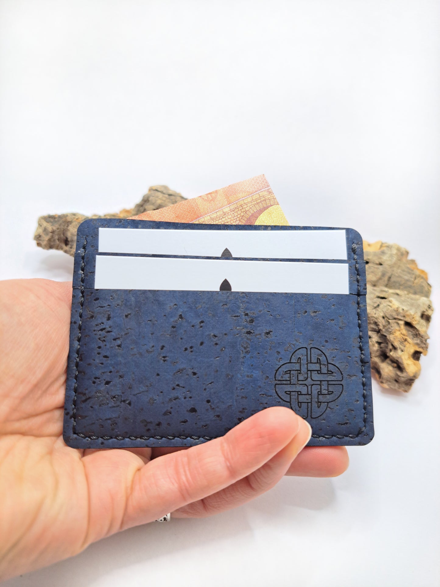 cork slim wallet, card holder navy