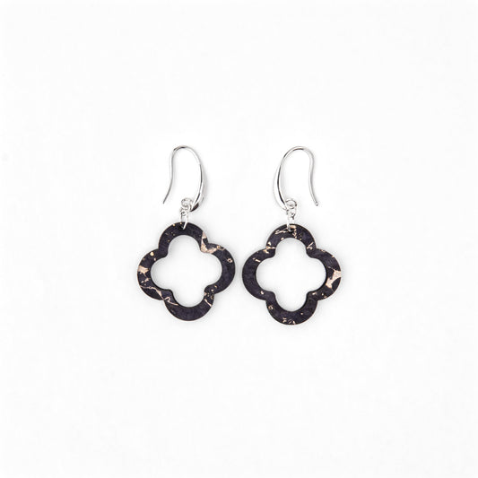 Cork Clover Earrings – Navy