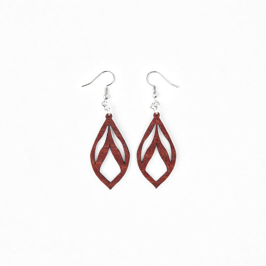 Cork Drop Earrings – Intricate – Burgundy