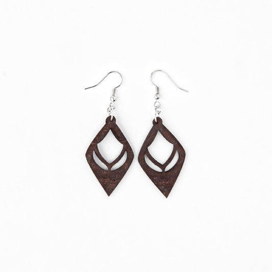 Cork Drop Earrings – Minimal – Brown
