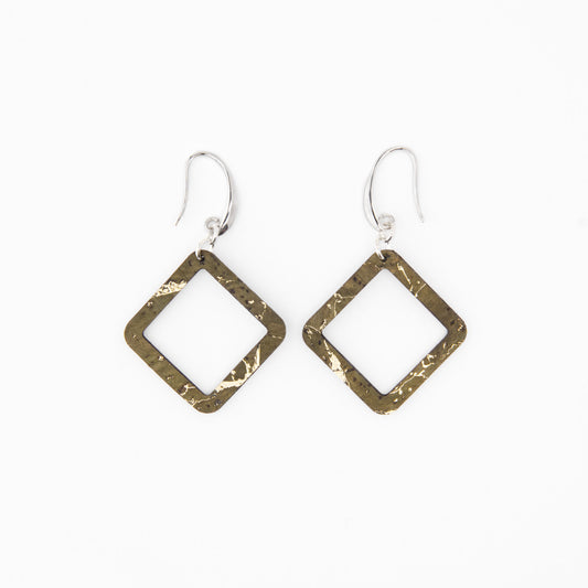 Cork Square Earrings – Gold Shimmer