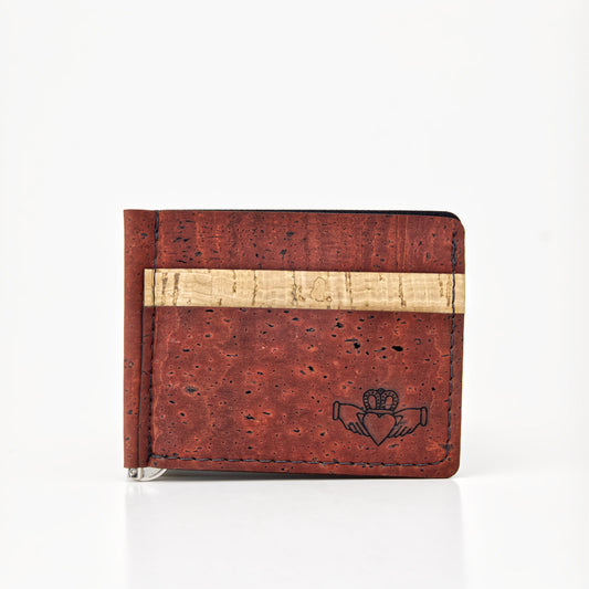Slim Cork Wallet – Money Clip – Burgundy