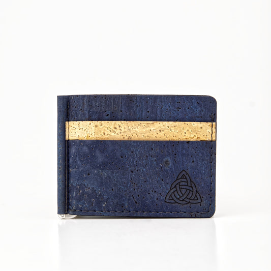 Slim Cork Wallet – Money Clip – Navy