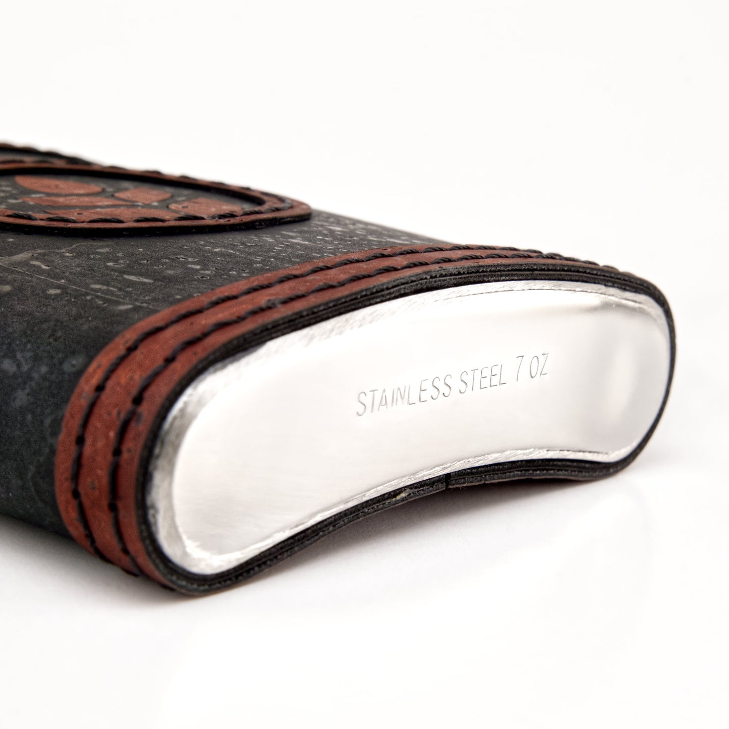 Stainless Steel - Cork Hip Flask - Burgundy