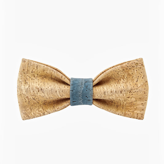 Cork Bow Tie – Natural & Turquoise