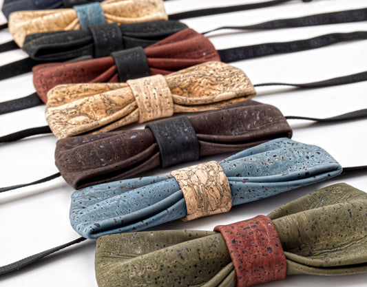 Cork Bow Tie – Natural & Turquoise