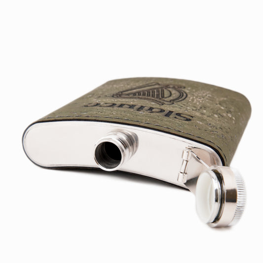 Stainless Steel - Cork Hip Flask - Green