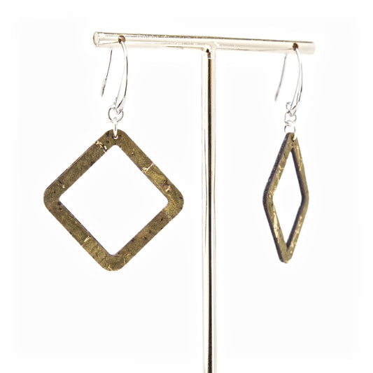 Cork Square Earrings – Gold Shimmer