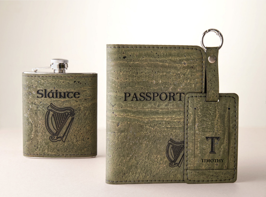 Travel Set – Personalised Cork Collection Green