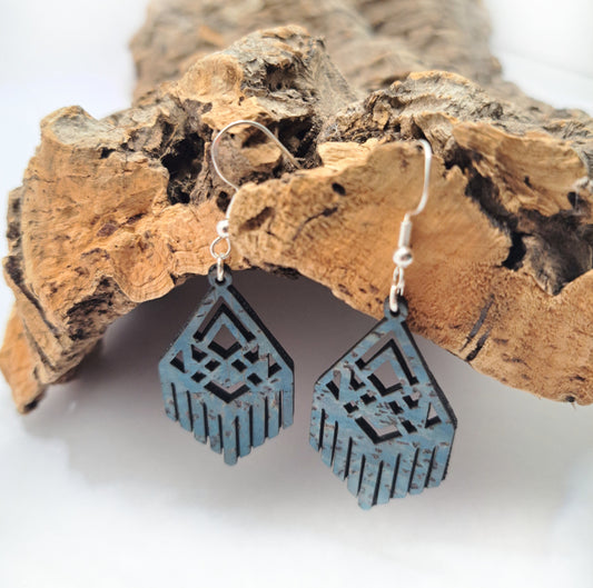 cork earrings blue