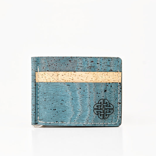 Slim Cork Wallet – Money Clip – Turquoise