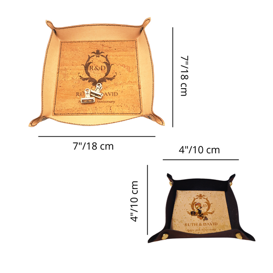 Personalized Cork Tray Natural-Cork Leather sizes