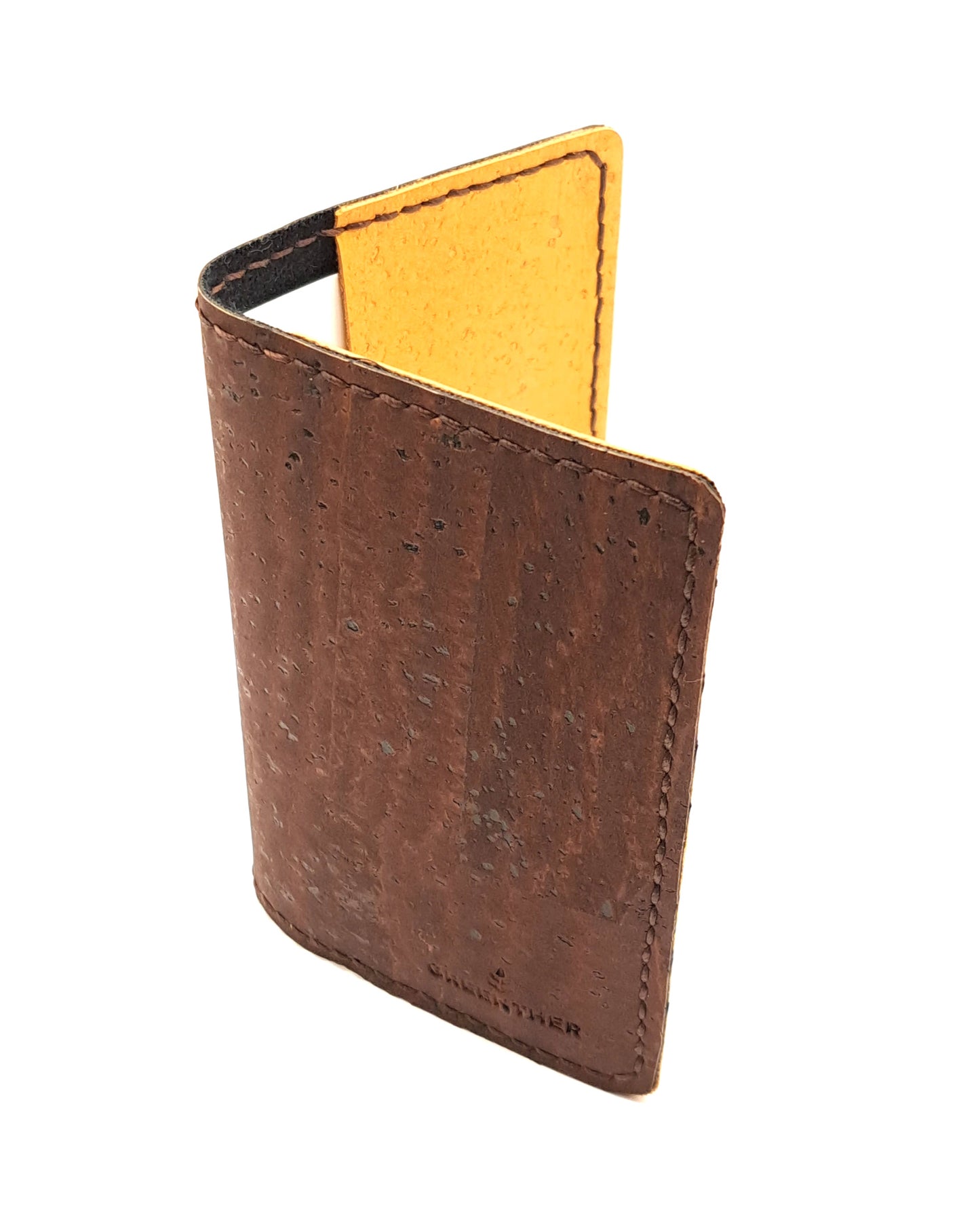 Slim Cork Leather Business Card Holder brown