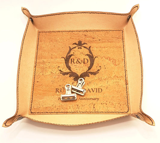 Personalized Cork Tray Natural-Cork Leather