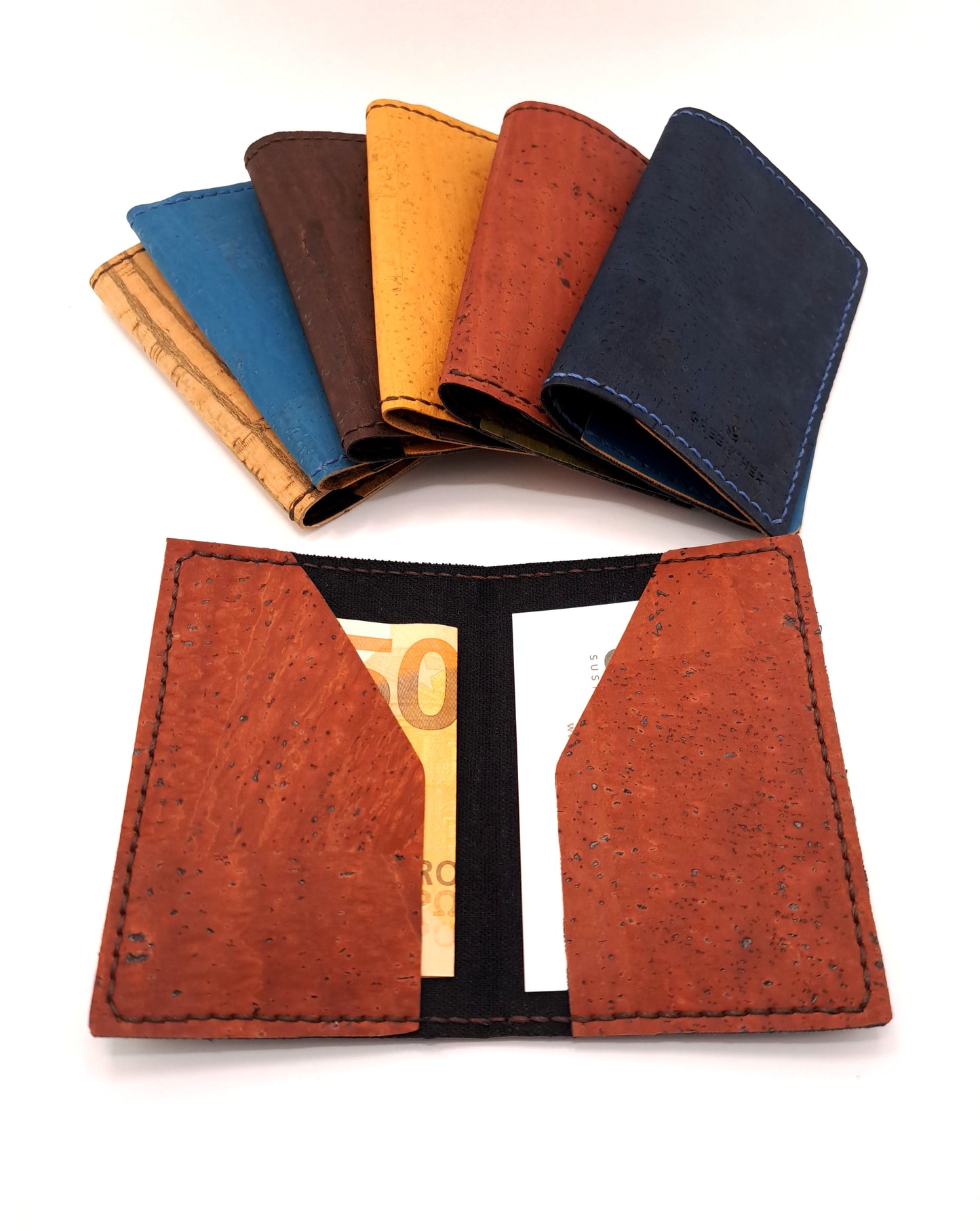 Slim Cork Leather Business Card Holder ed inside
