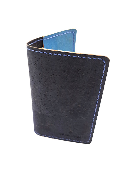 Slim Cork Leather Business Card Holder navy blue