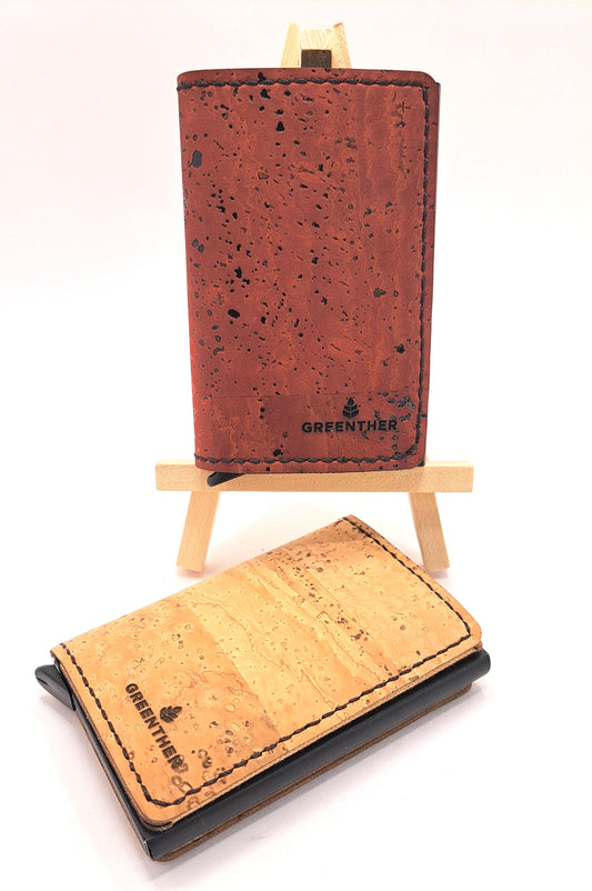 Personalized Red Cork RFID wallet red and natural