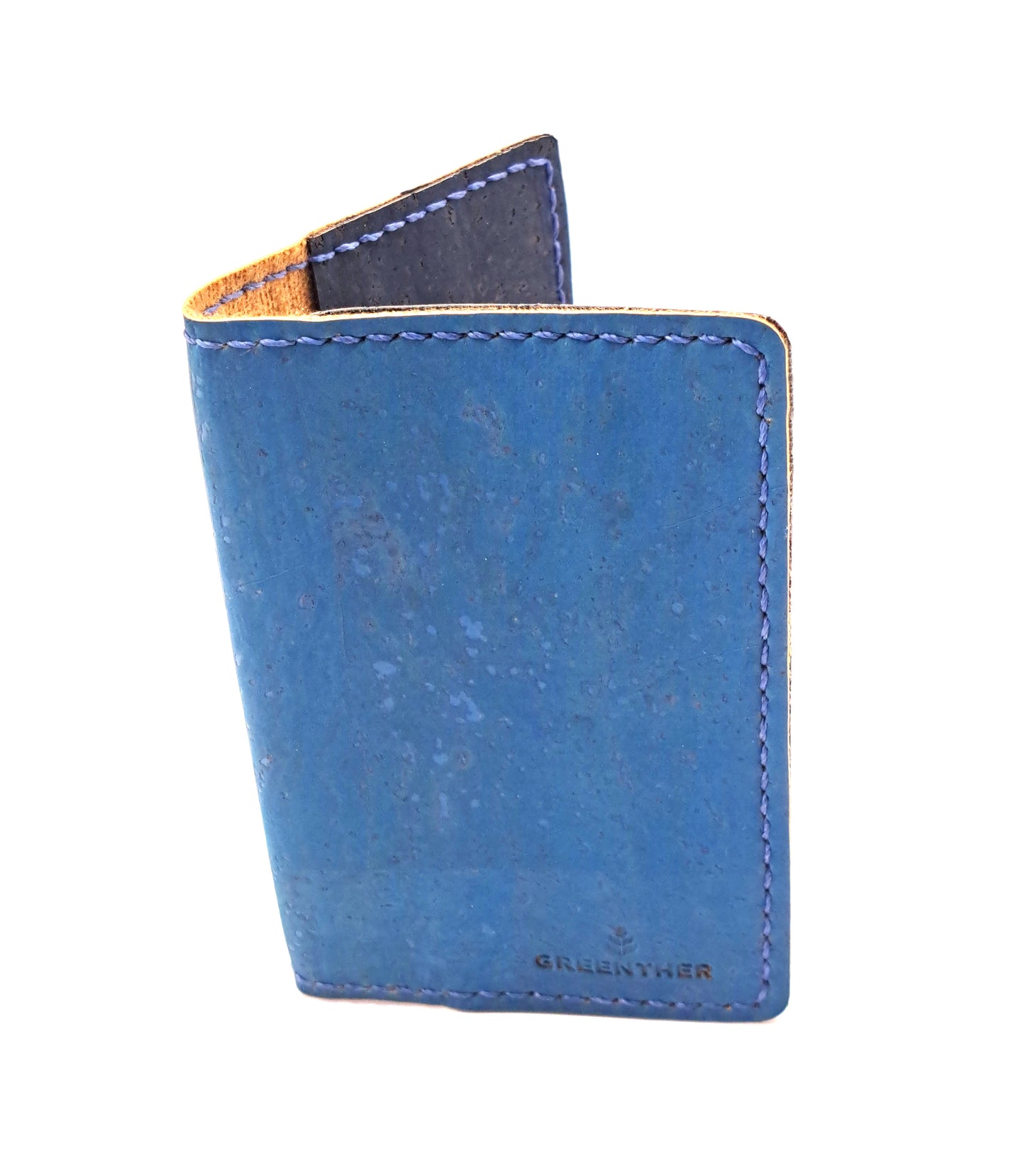 Slim Cork Leather Business Card Holder blue