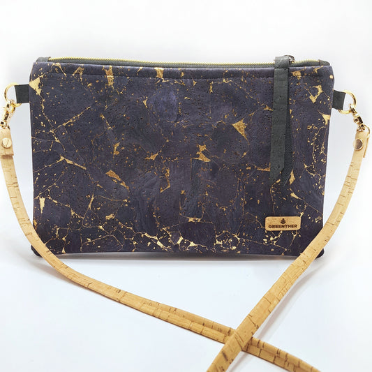 cork handbag navy gold cossbody bag