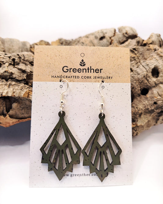 Geometrical & Modern Green Cork Earrings