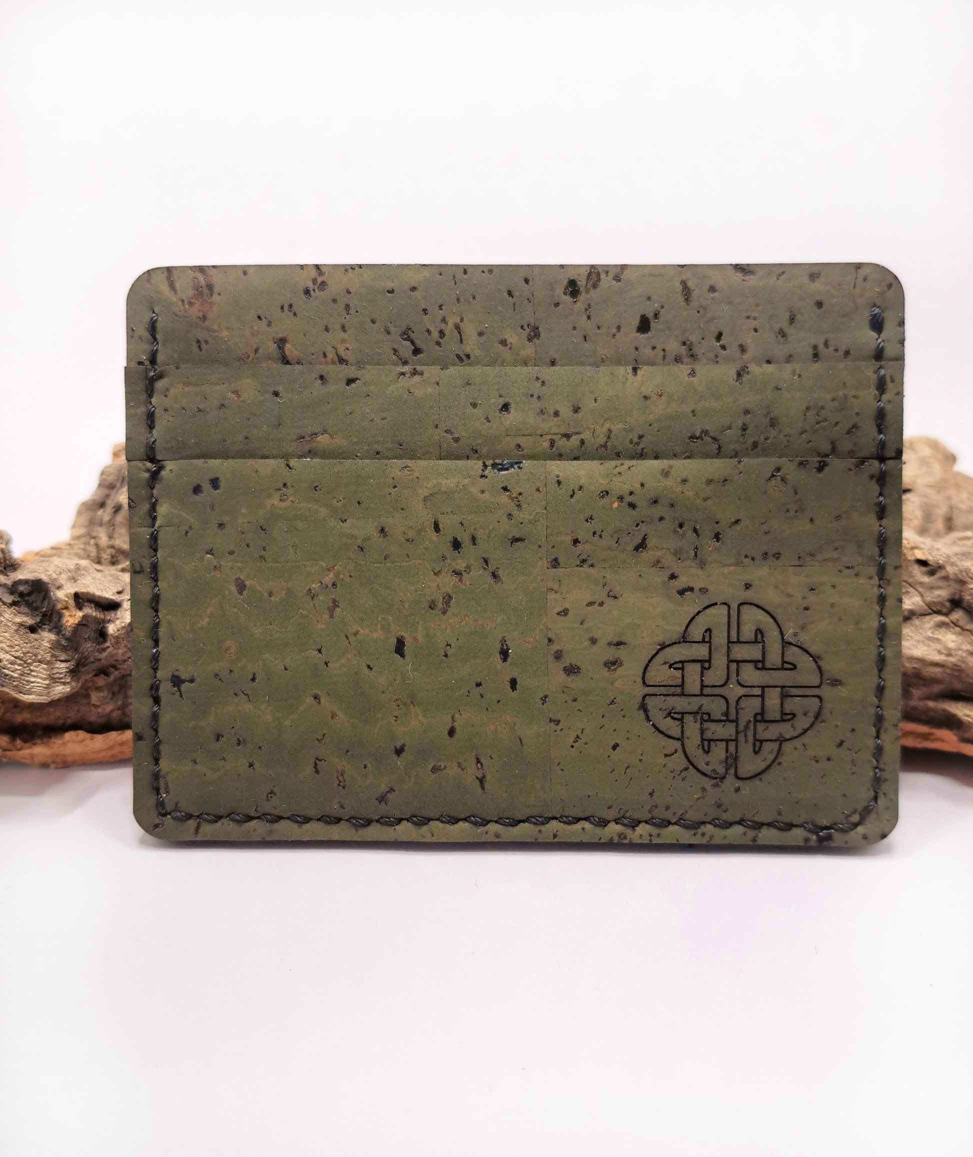 cork slim wallet, card holder green