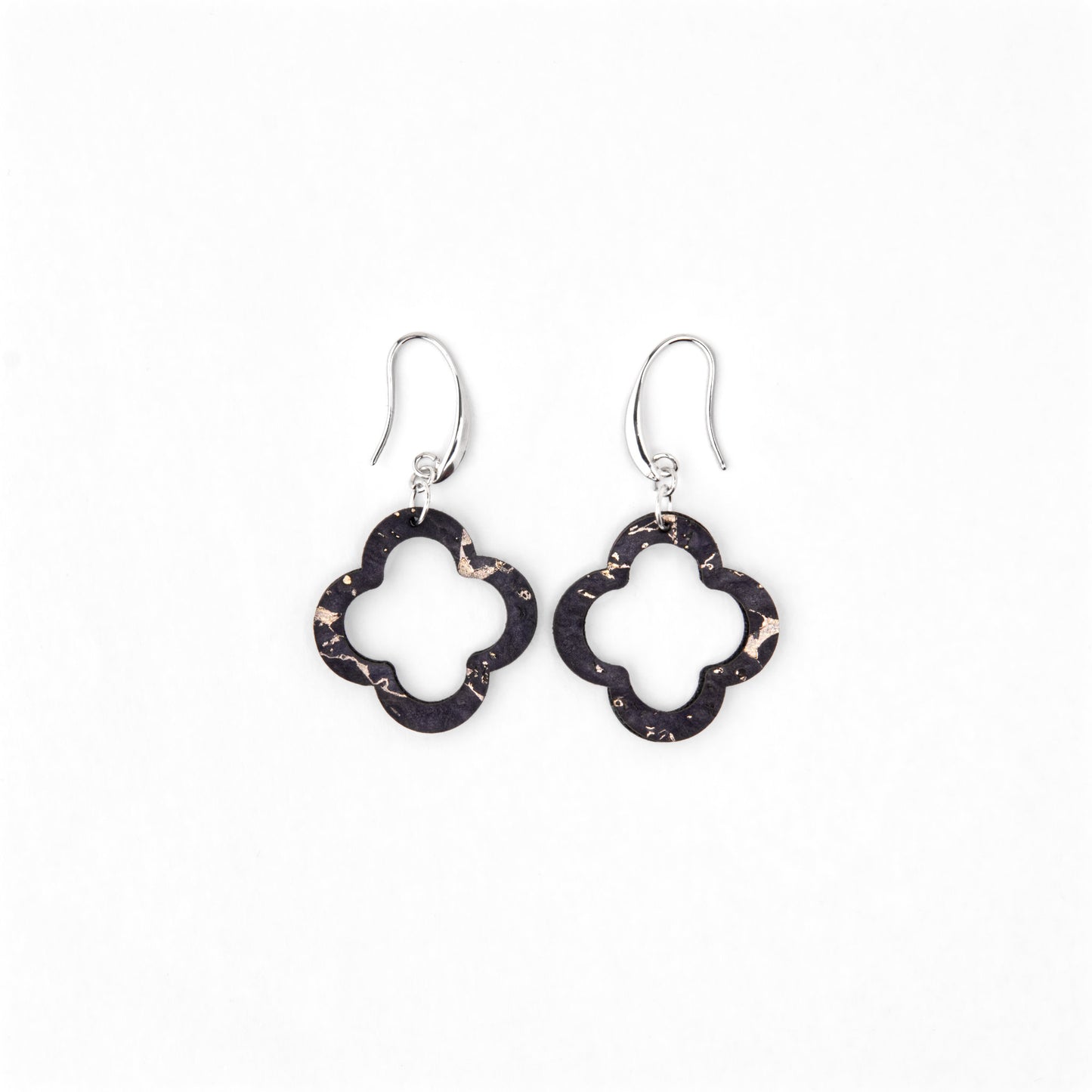 Cork Clover Earrings – Navy