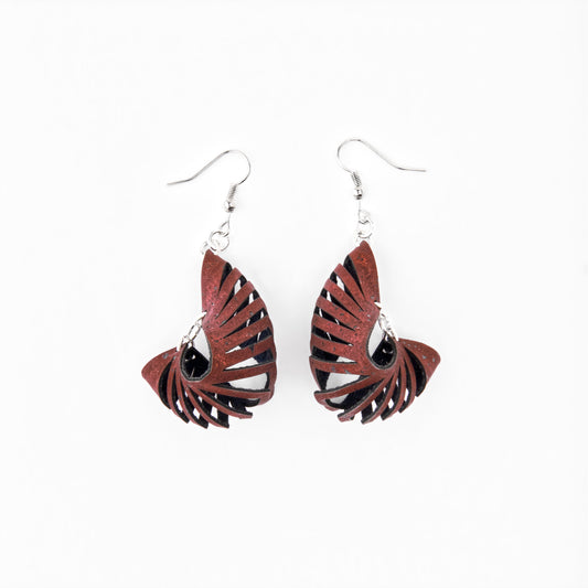 Cork Drop Earrings – Sculpted – Burgundy
