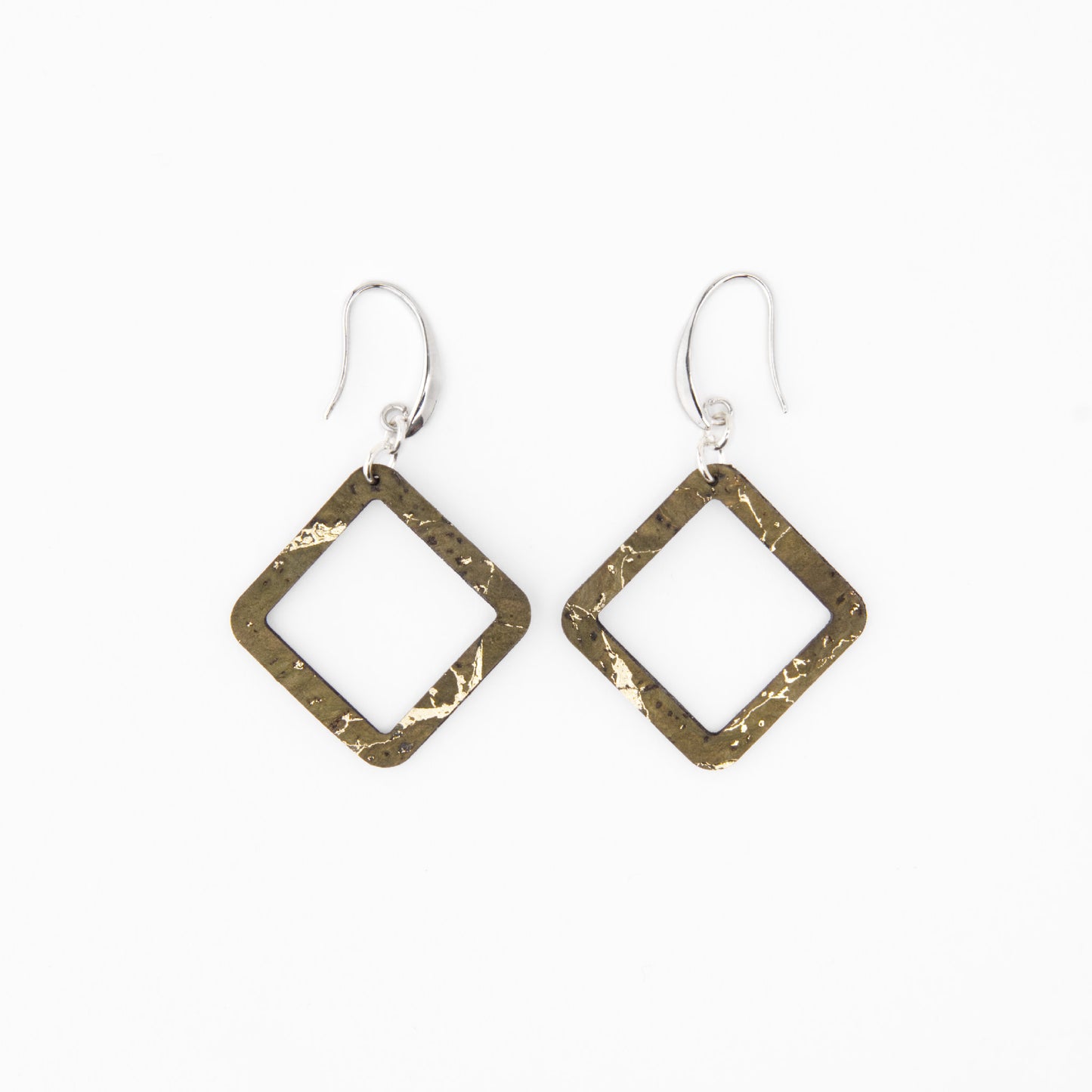 Cork Square Earrings –  Gold Shimmer