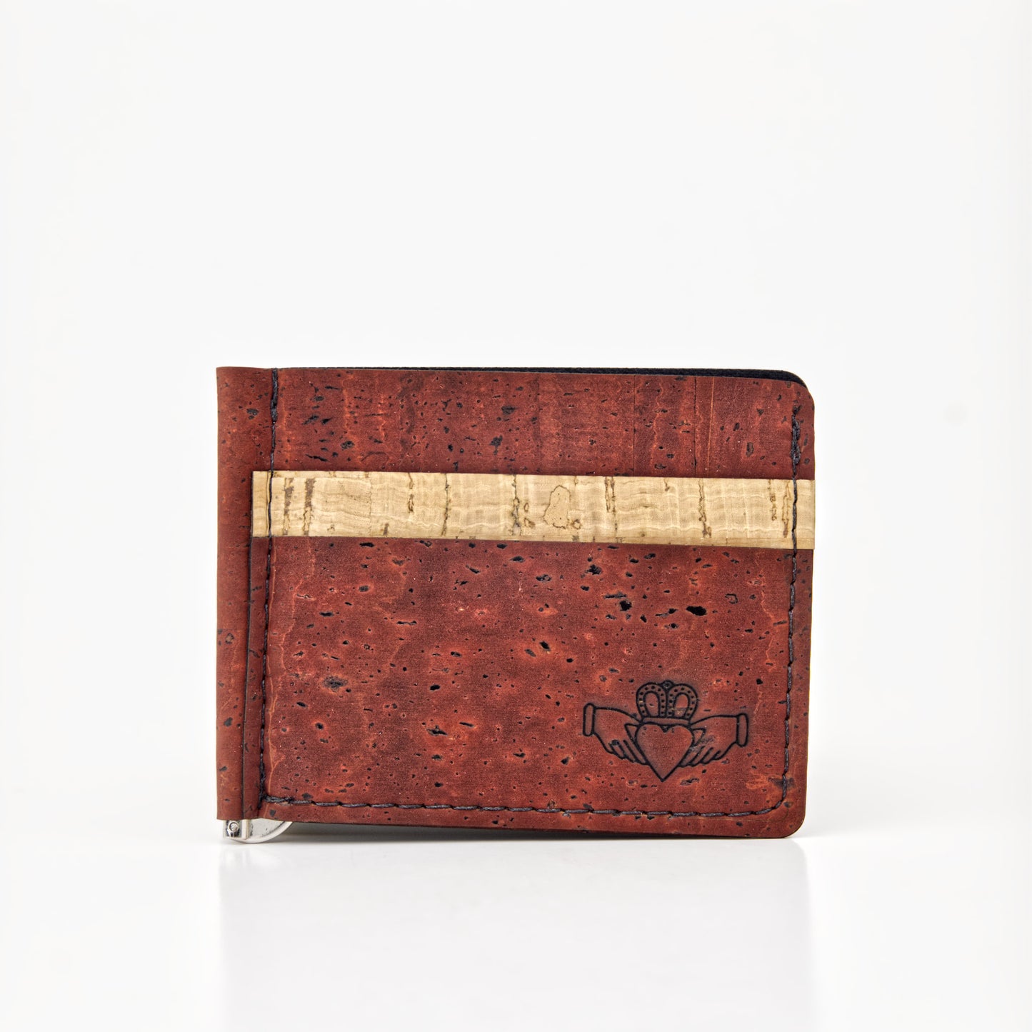 Slim Cork Wallet – Money Clip – Burgundy