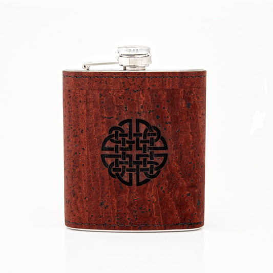 Stainless Steel - Cork Hip Flask - Burgundy