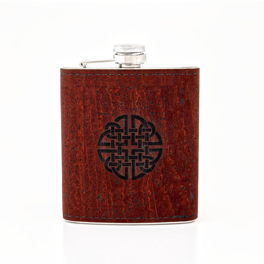 Stainless Steel - Cork Hip Flask - Burgundy