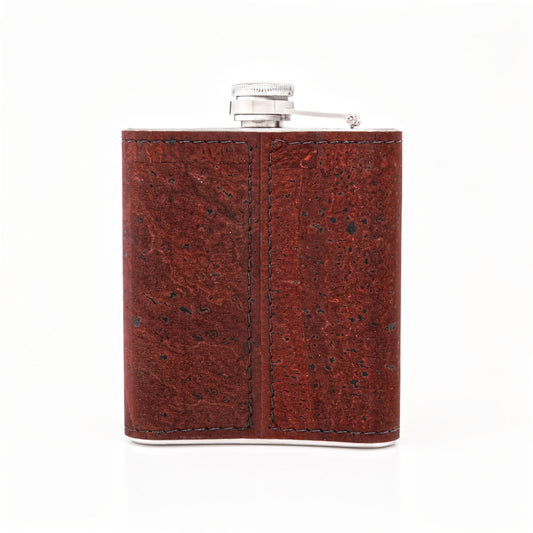 Stainless Steel - Cork Hip Flask - Burgundy