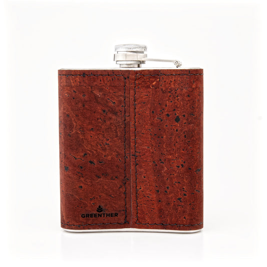 Stainless Steel - Cork Hip Flask - Burgundy