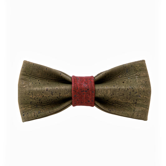 Cork Bow Tie – Green & Burgundy