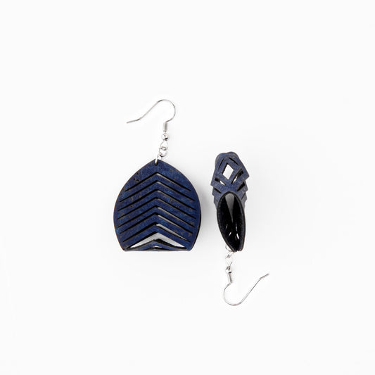 Cork Drop Earrings – Sculpted – Navy