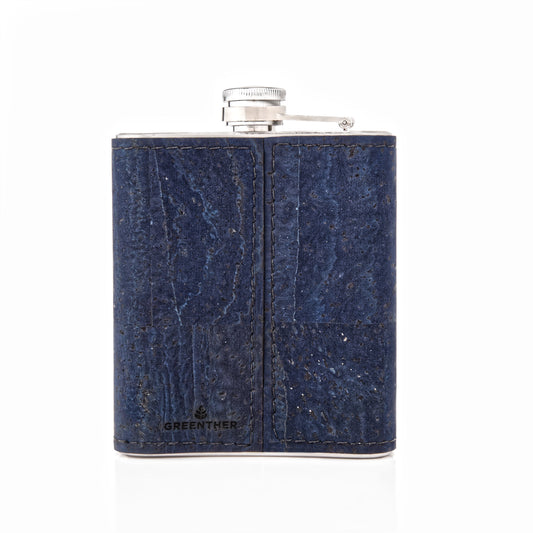 Stainless Steel - Cork Hip Flask - Navy