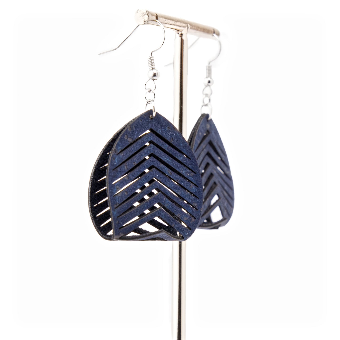 Cork Drop Earrings – Sculpted – Navy