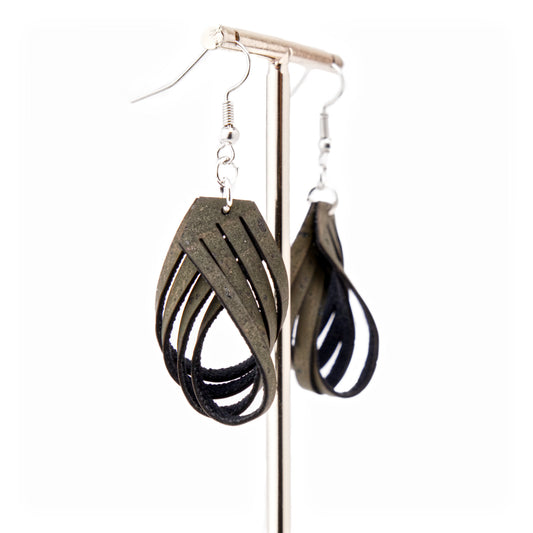 Cork Drop Earrings – Sculpted – Green