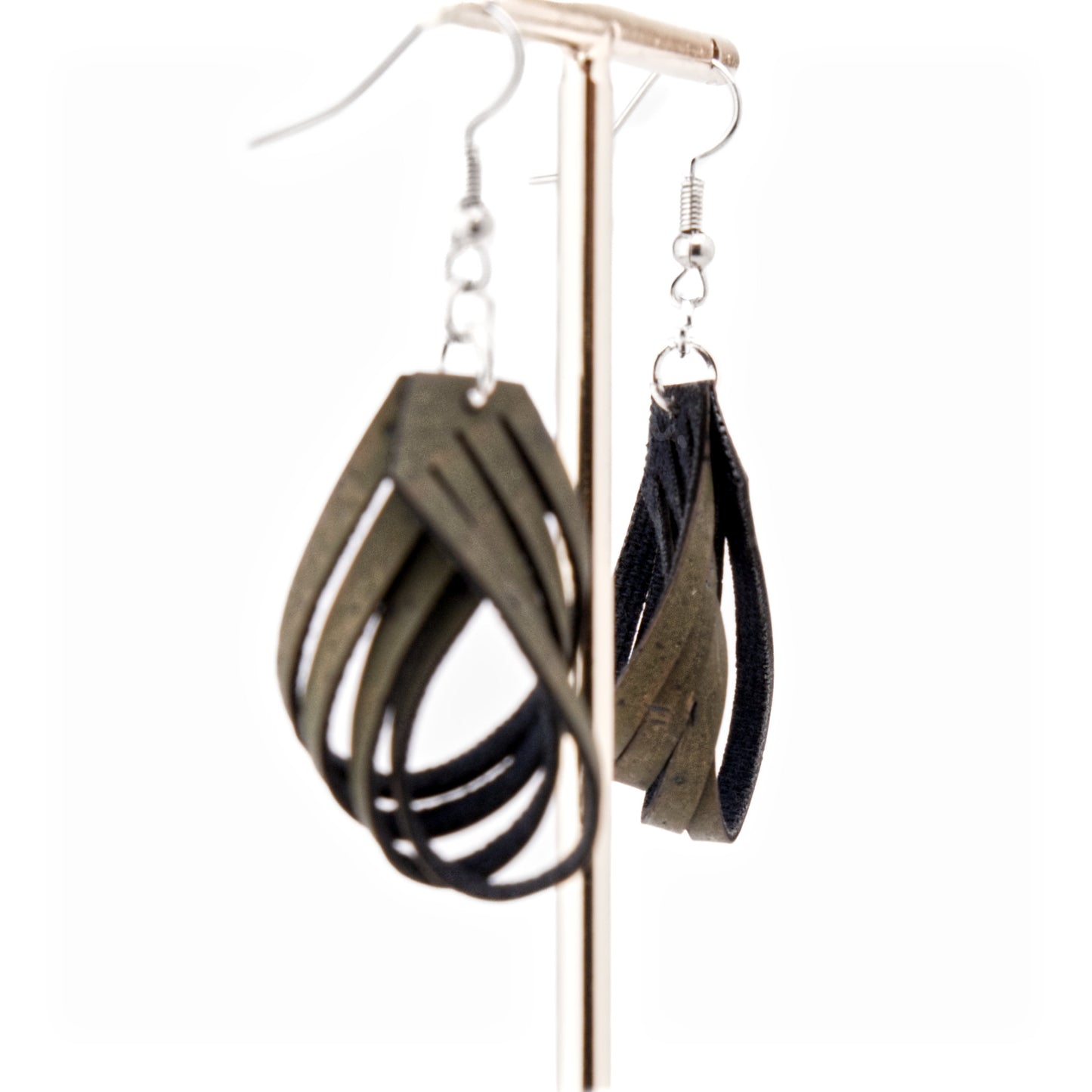 Cork Drop Earrings – Sculpted – Green