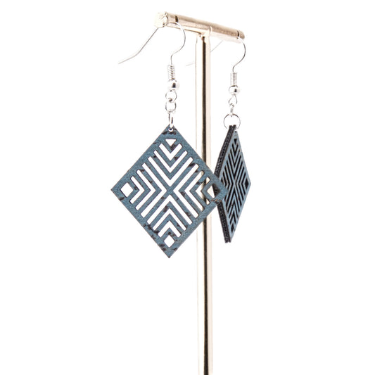 Cork Geometric Earrings – Turquoise
