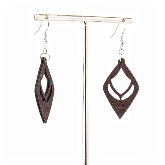 Cork Drop Earrings – Minimal – Brown