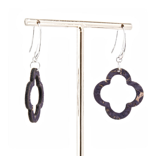 Cork Clover Earrings – Navy