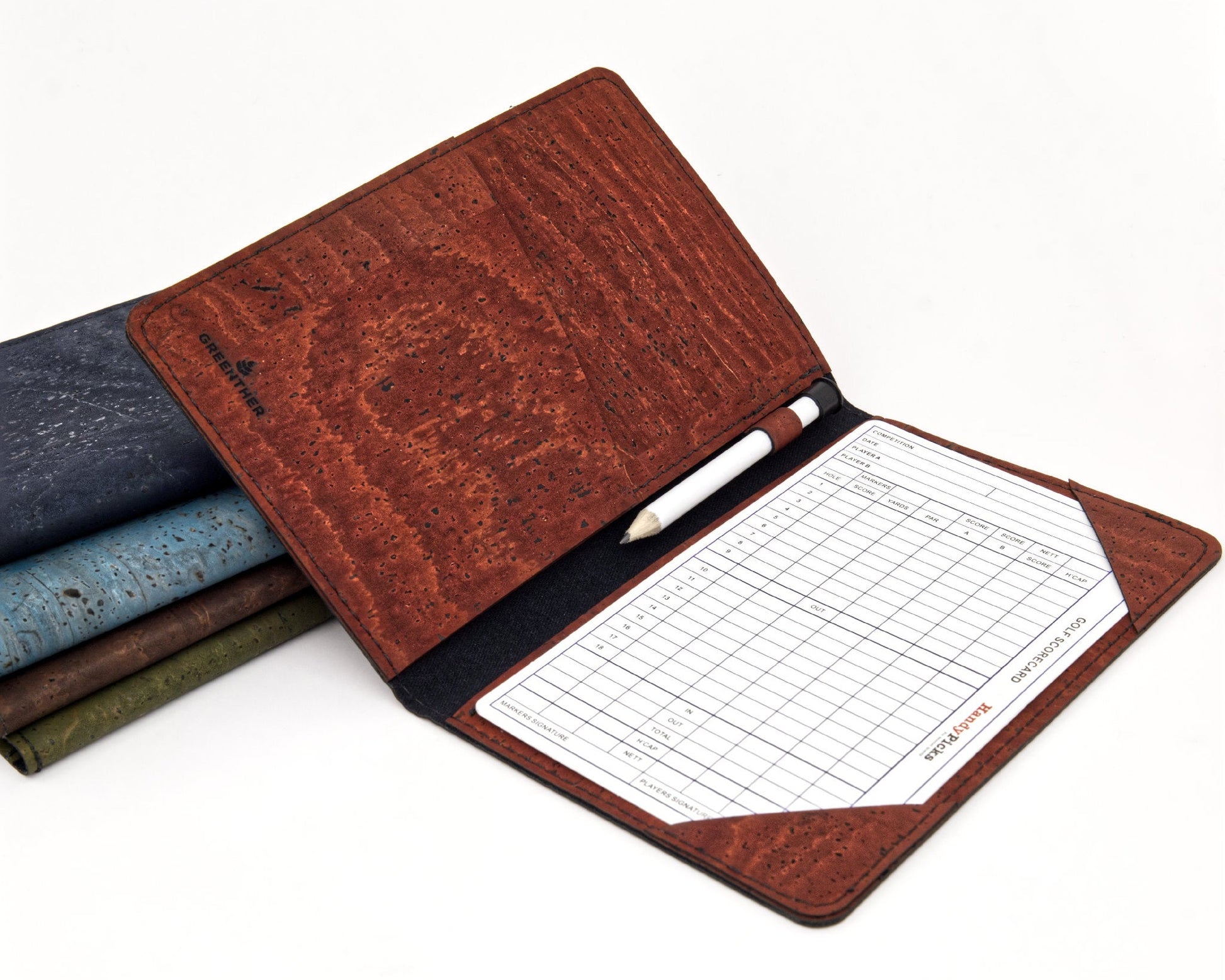 Cork Golf Scorecard Holders Portuguese Cork leather, Handcrafted in Ireland