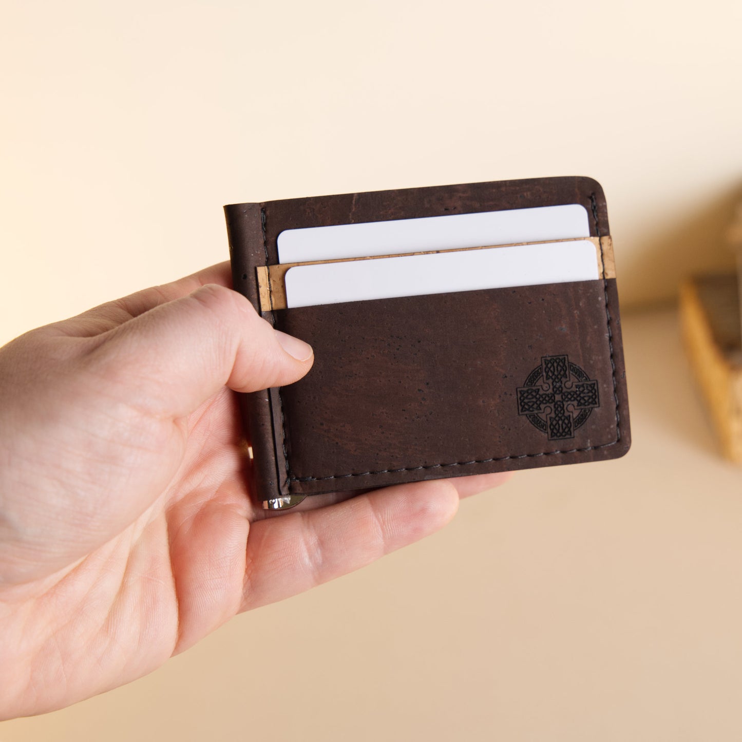 Slim Cork Wallet – Money Clip – Navy