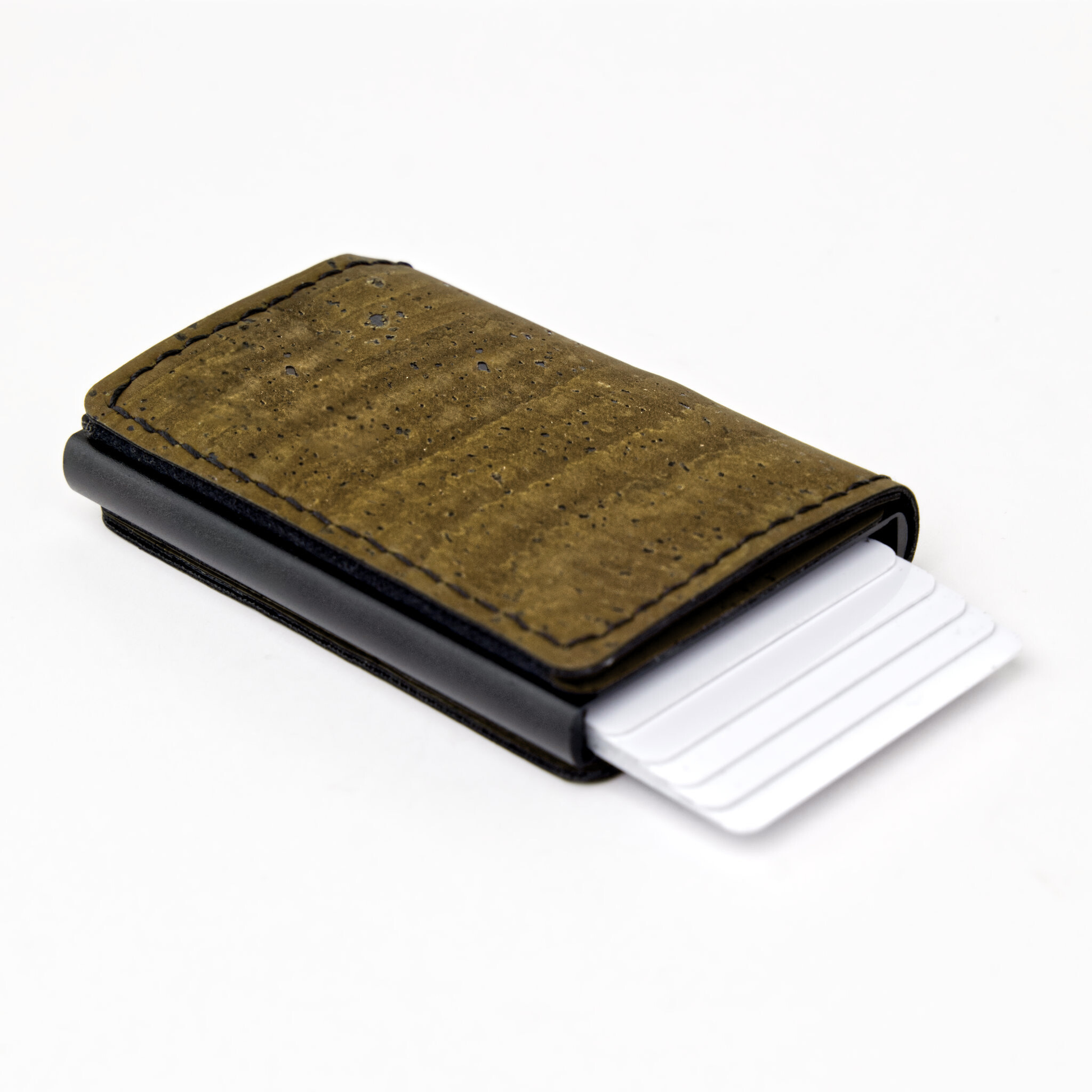 Cork wallet with rfid protection and air-tag pocket 